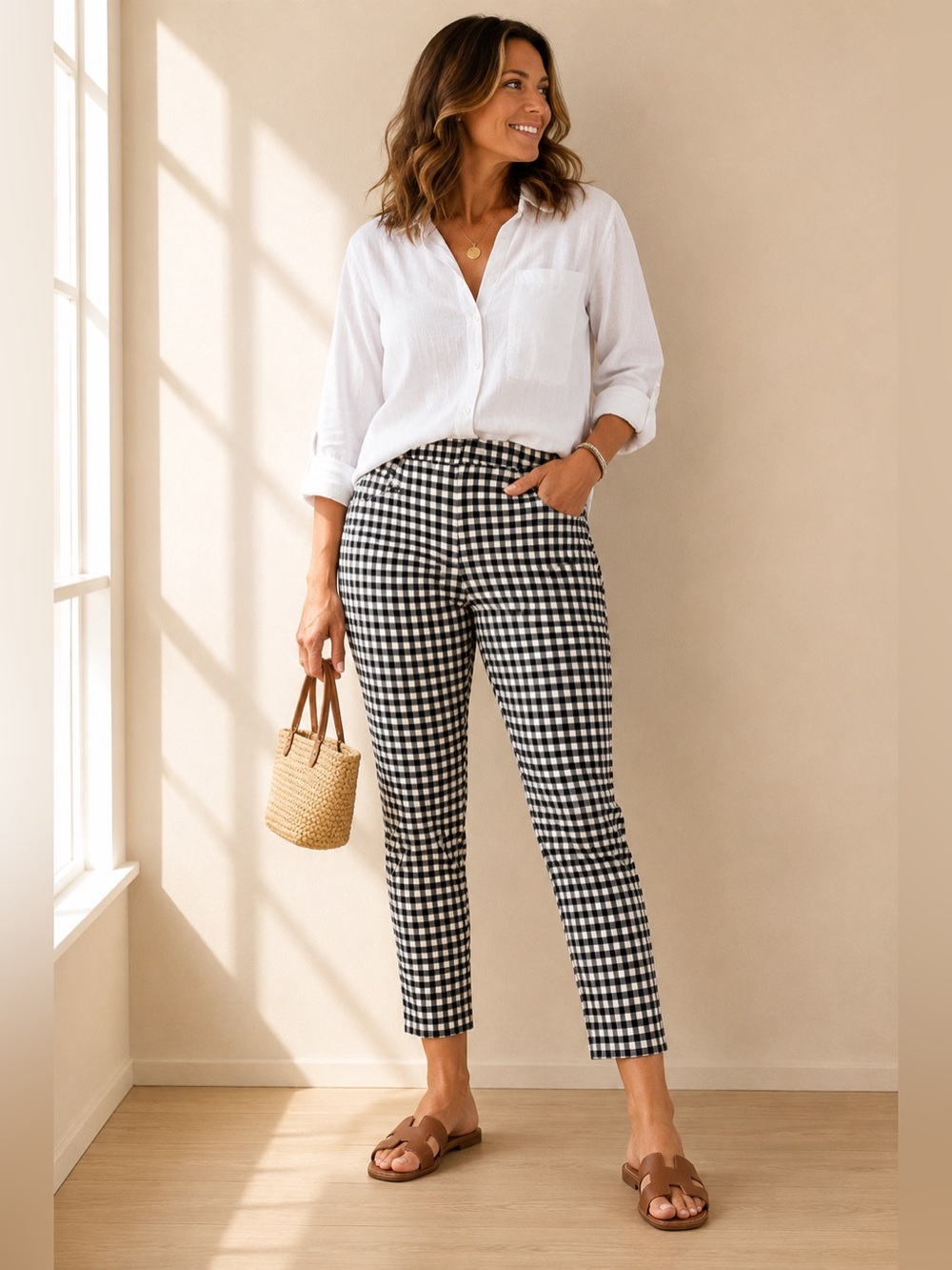 Victoria Beckham for Target Black & White Gingham Ankle Pants Size 10